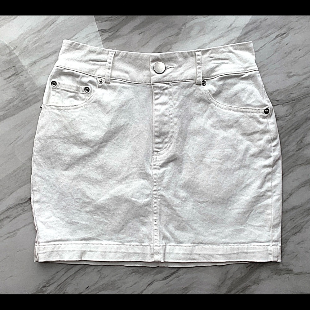 Forever 21 White Denim Mini Skirt